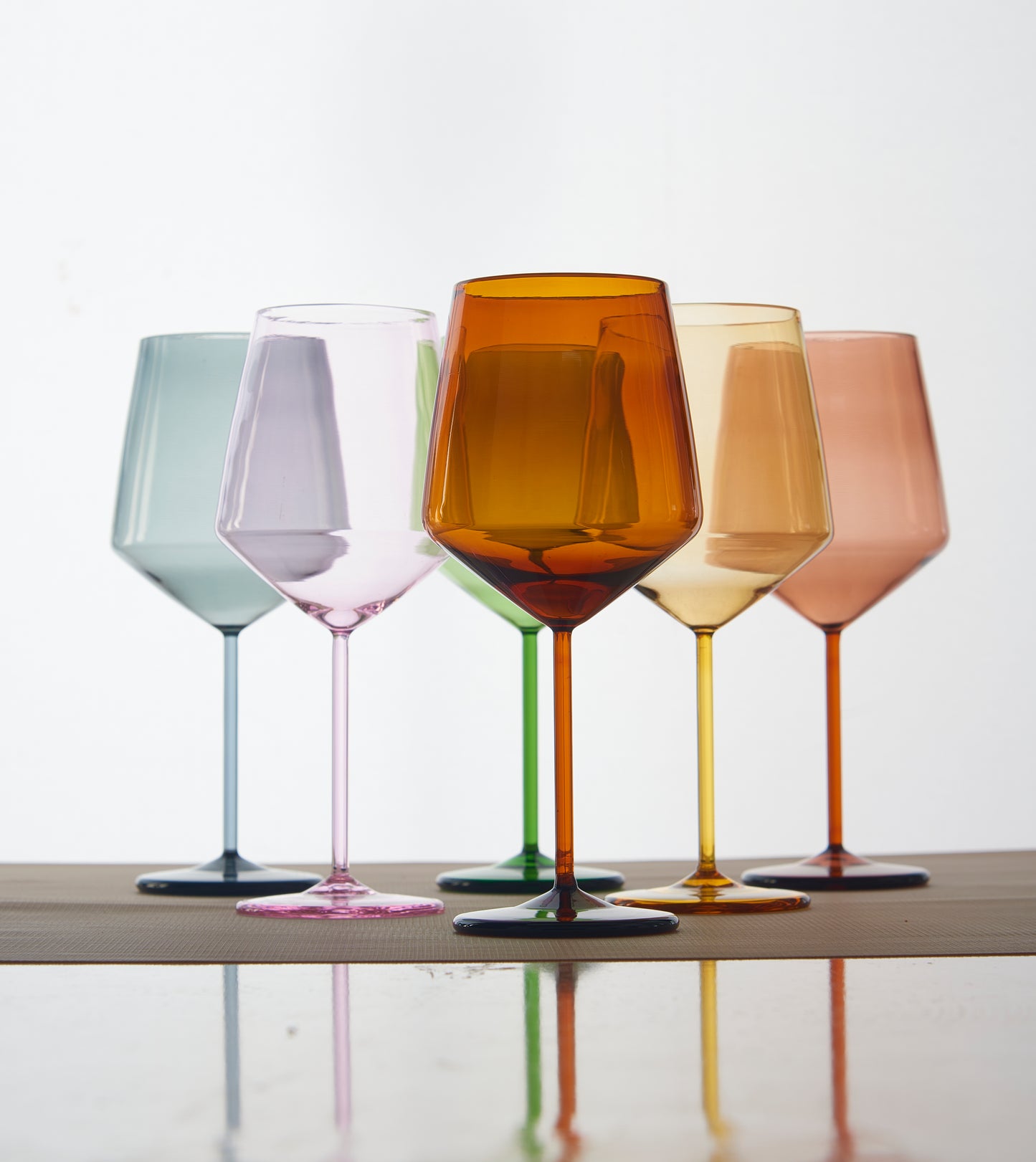 Coloured Tube Wine Glass | 400 ml | Set of 2, 4, 6