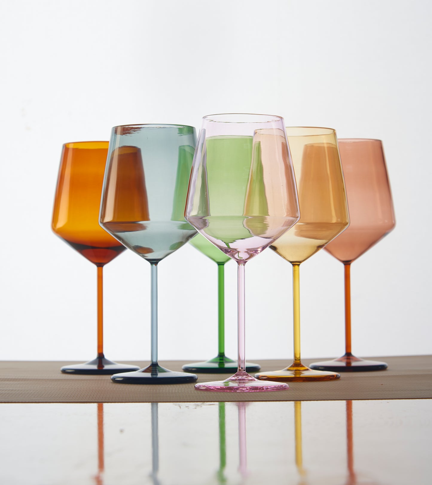 Coloured Tube Wine Glass | 400 ml | Set of 2, 4, 6