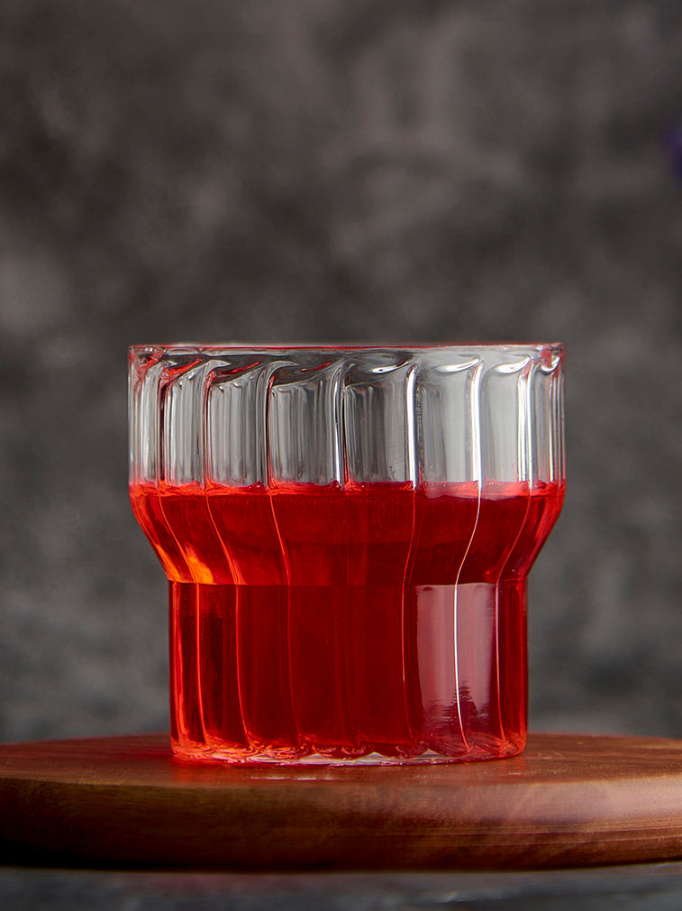 Contour fluted water glass modern textured drinkware Textured contour fluted water glass premium glassware the glass couture collection