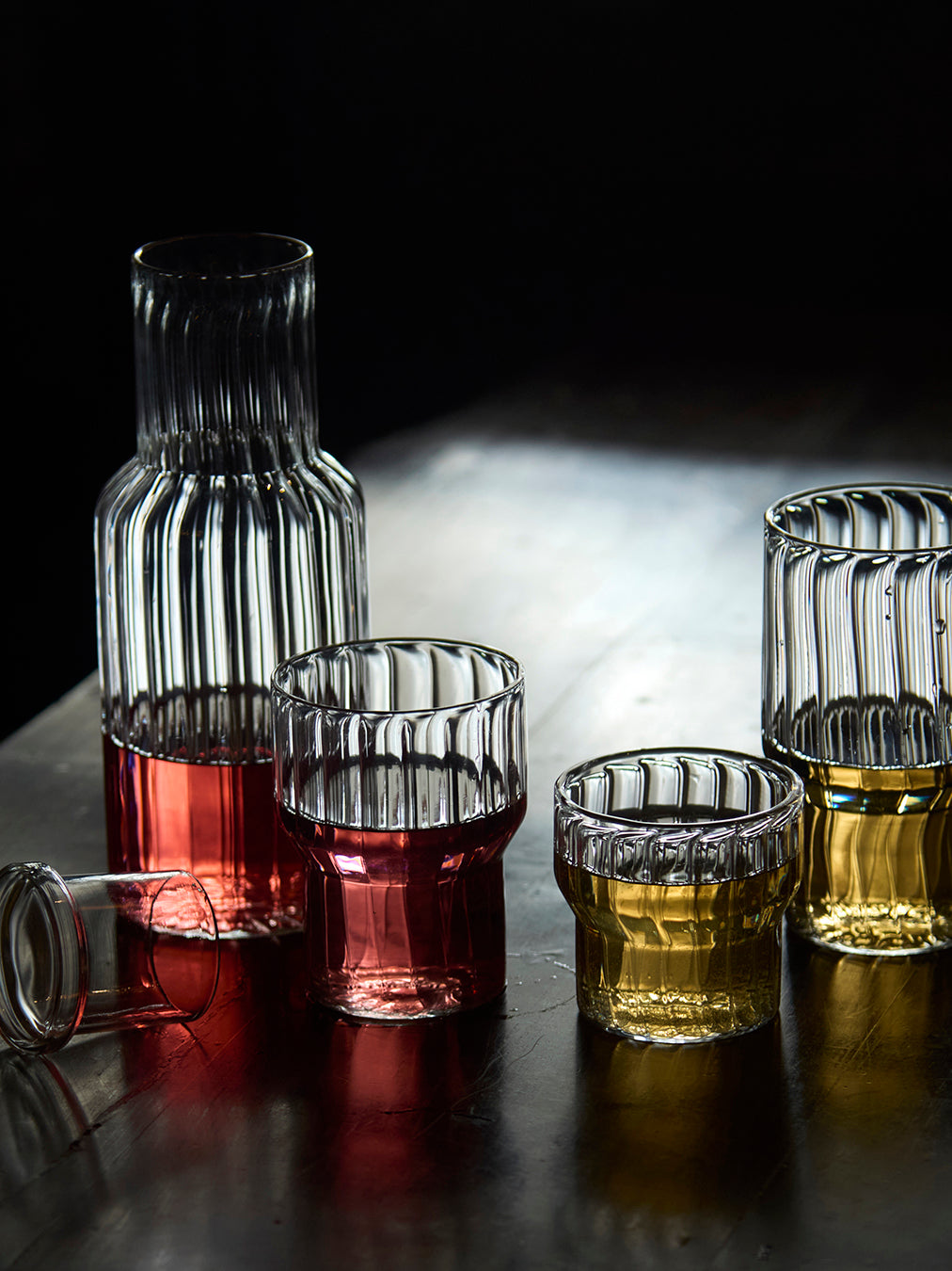 Contour fluted water glass modern textured drinkware Textured contour fluted water glass premium glassware the glass couture collection