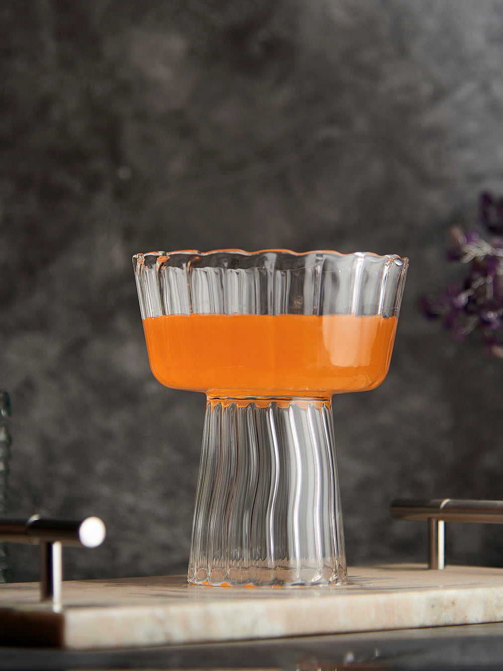 Ribbed Vetro fluted sundae glass elegant dessert glassware Ribbed Vetro sundae glass fluted designer glassware Vetro ribbed fluted sundae glass premium dessert drinkware the glass couture collection