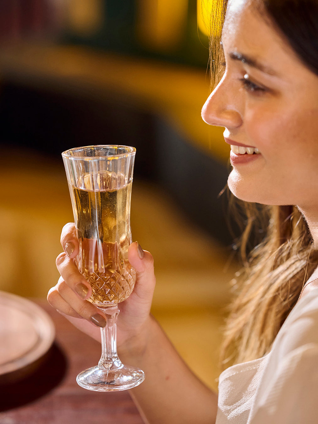 Bottom Crystal Cut Tall Drinking Glass | Set of 6