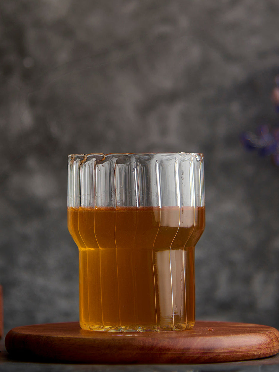 Contour fluted water glass modern textured drinkware Textured contour fluted water glass premium glassware the glass couture collection