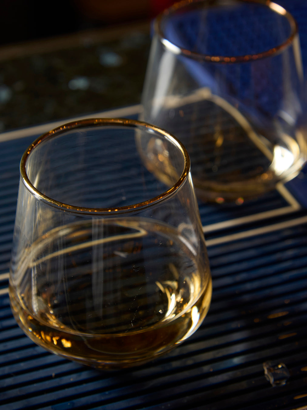 Elegant Whiskey Glass with Gold Rim | Set of 6