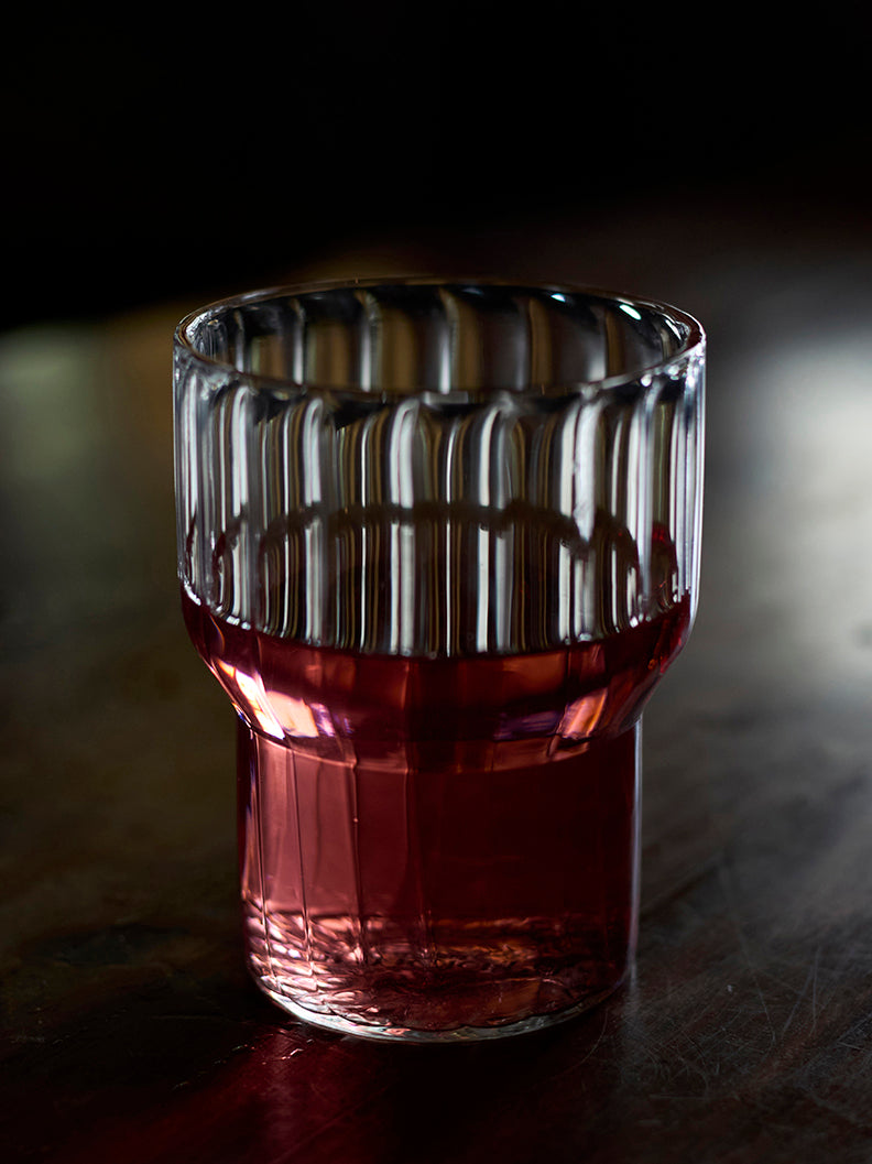 Contour fluted water glass modern textured drinkware Textured contour fluted water glass premium glassware the glass couture collection