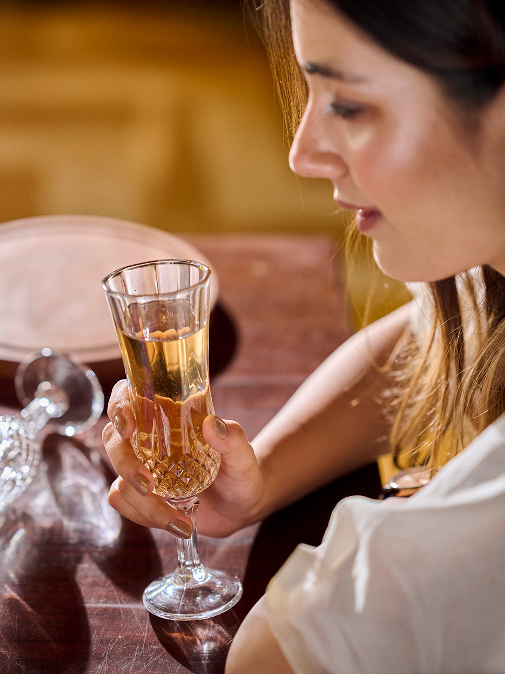 Bottom Crystal Cut Tall Drinking Glass | Set of 6