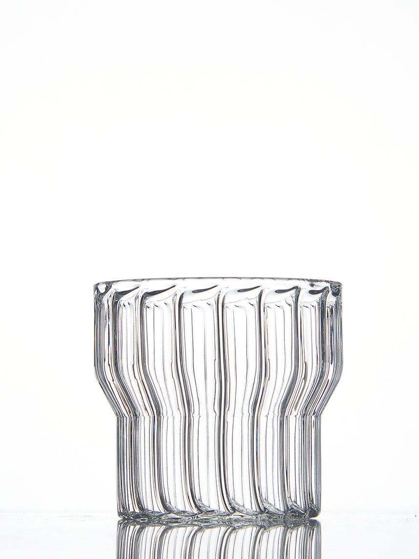 Contour fluted water glass modern textured drinkware Textured contour fluted water glass premium glassware the glass couture collection