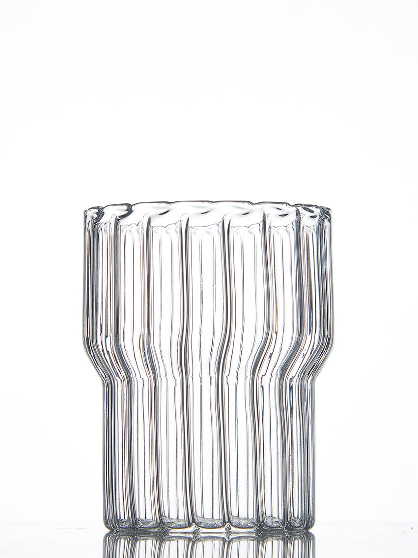Contour fluted water glass modern textured drinkware Textured contour fluted water glass premium glassware the glass couture collection