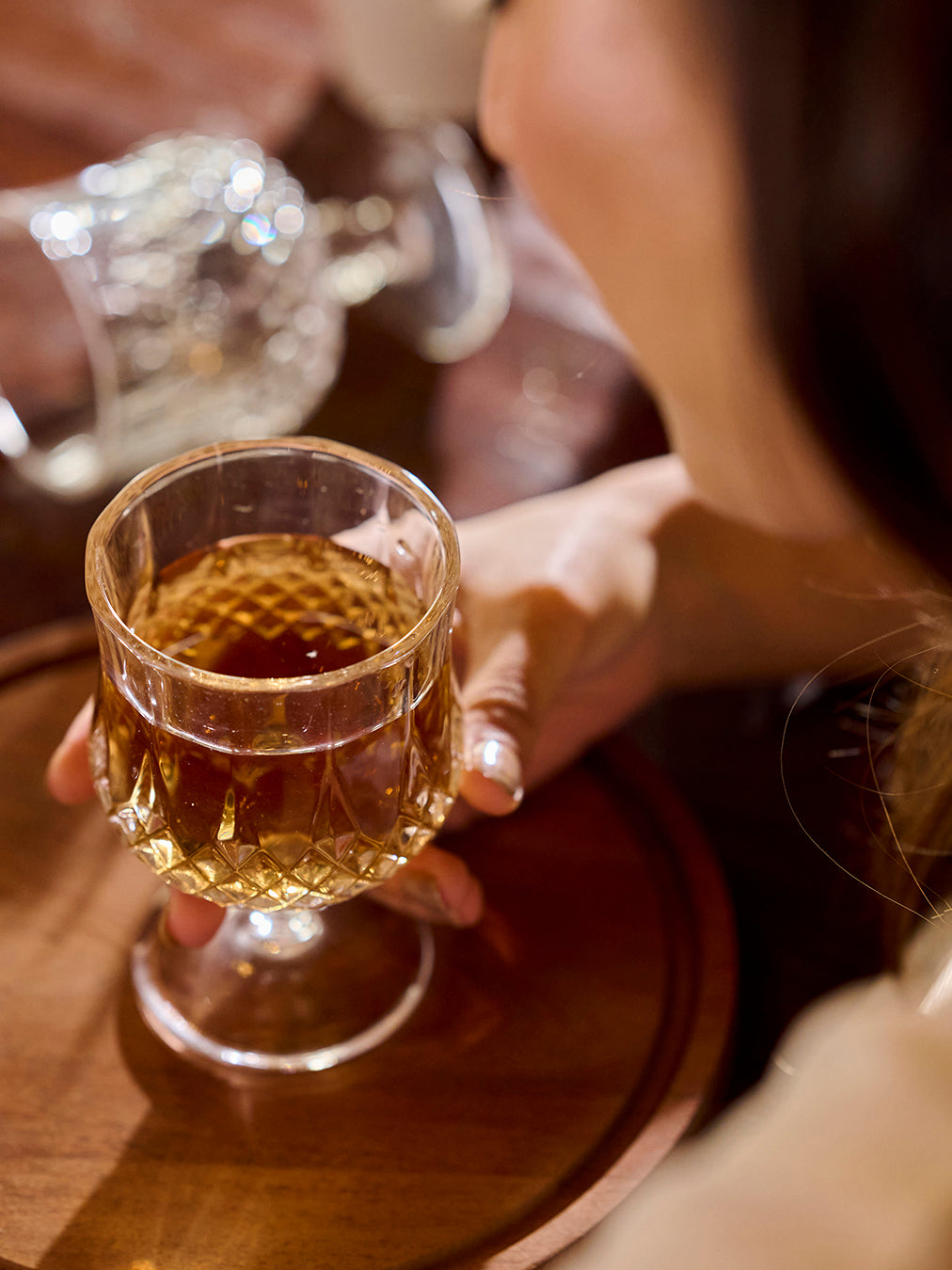 Diamond Cut Goblet Glass | Set of 6