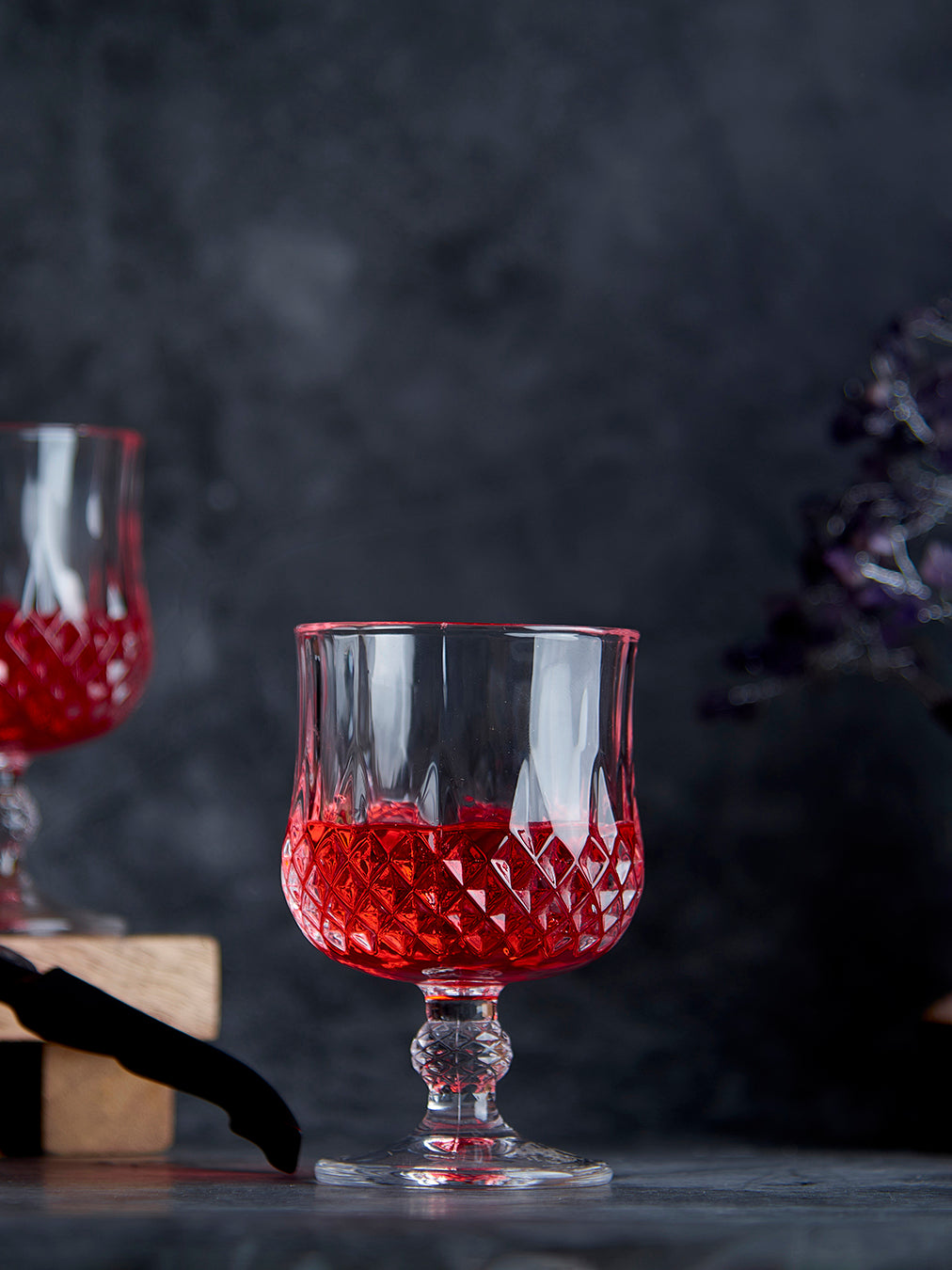 Diamond Cut Goblet Glass | Set of 6
