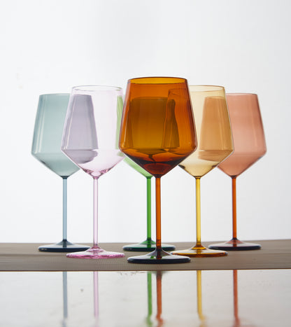 Coloured Tube Wine Glass  | 400 ml | Set of 2, 4, 6