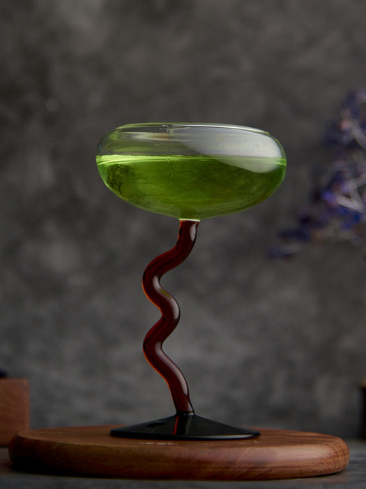 Swirl scoop cup glass designer glassware for cocktails and beverages Swirl scoop glass modern designer drinkware Twisted swirl scoop cup glass premium drinkware