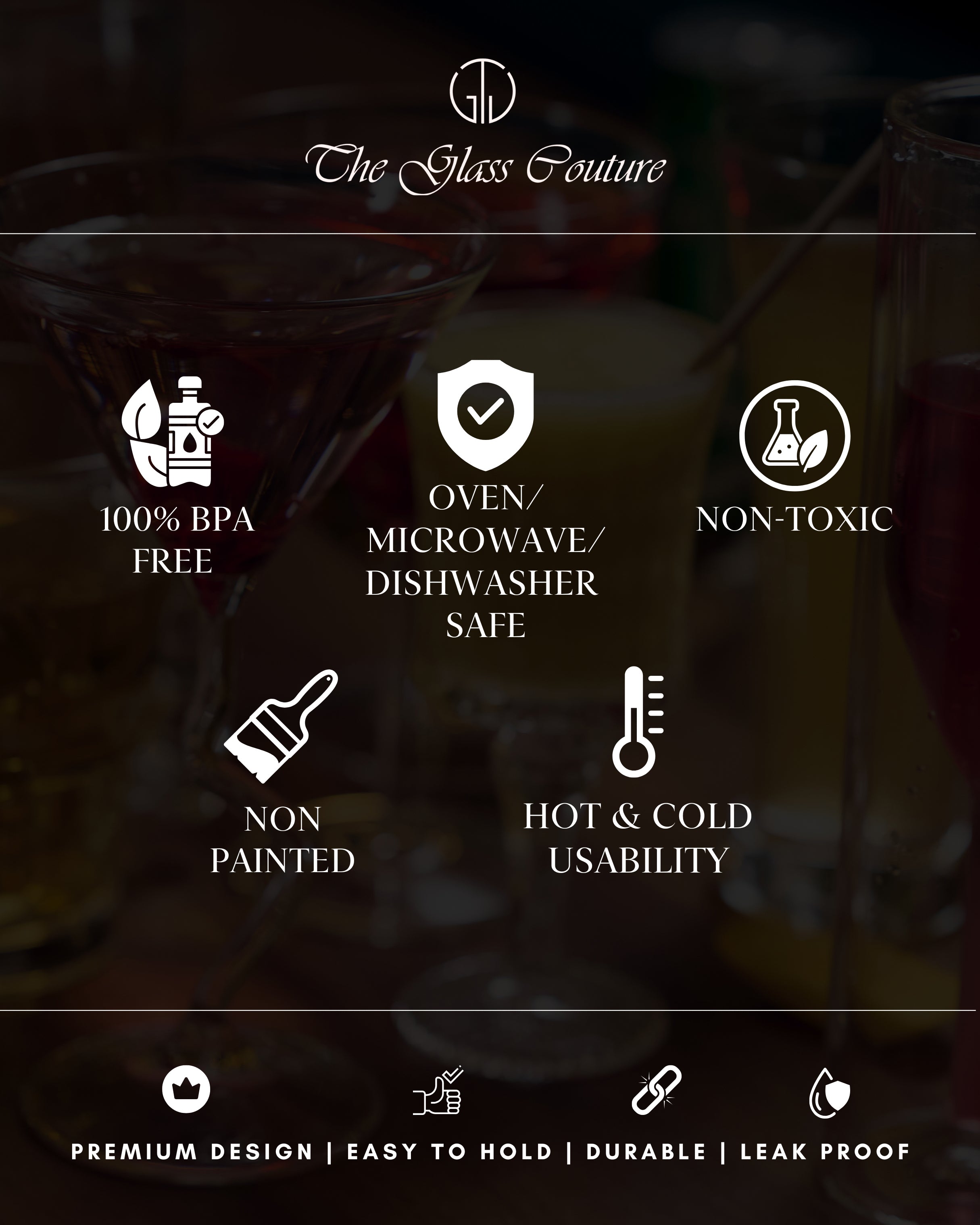 The Glass Couture premium glassware for beverages The Glass Couture designer glassware brand The Glass Couture handcrafted designer glass