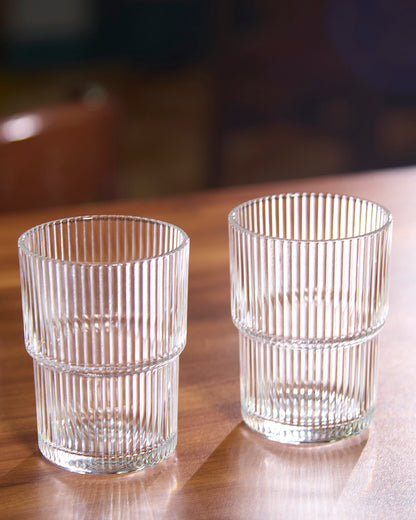 Ribbed Step Up Drinking Glass | Set of 6