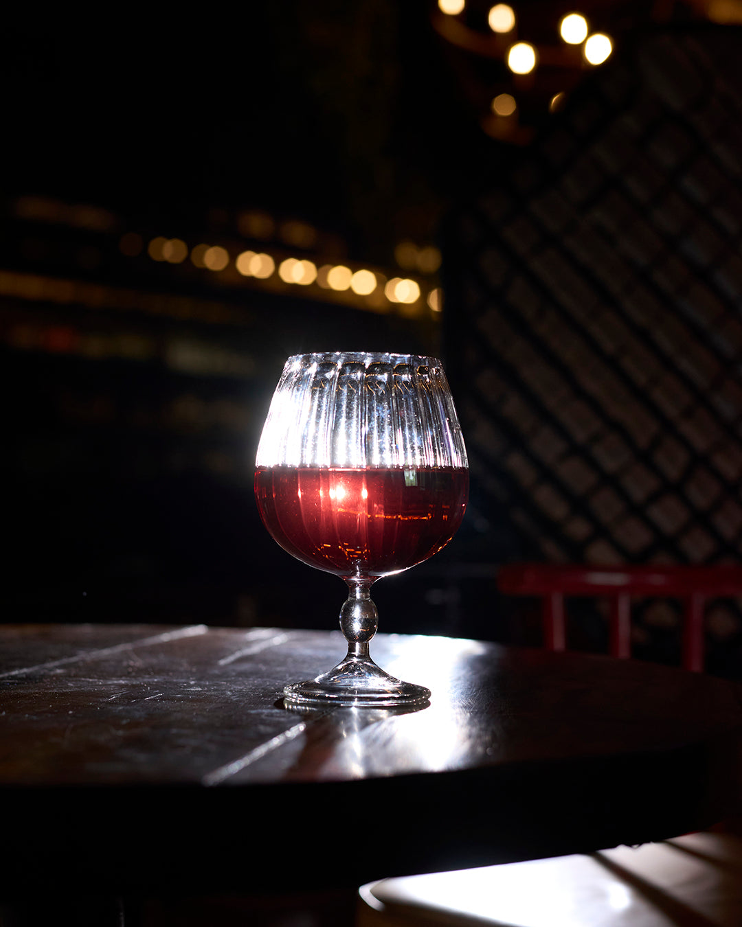 Royal chalice fluted goblet glass elegant ribbed clear glassware Wine served in royal fluted goblet glass High clarity ribbed goblet glass durable tableware