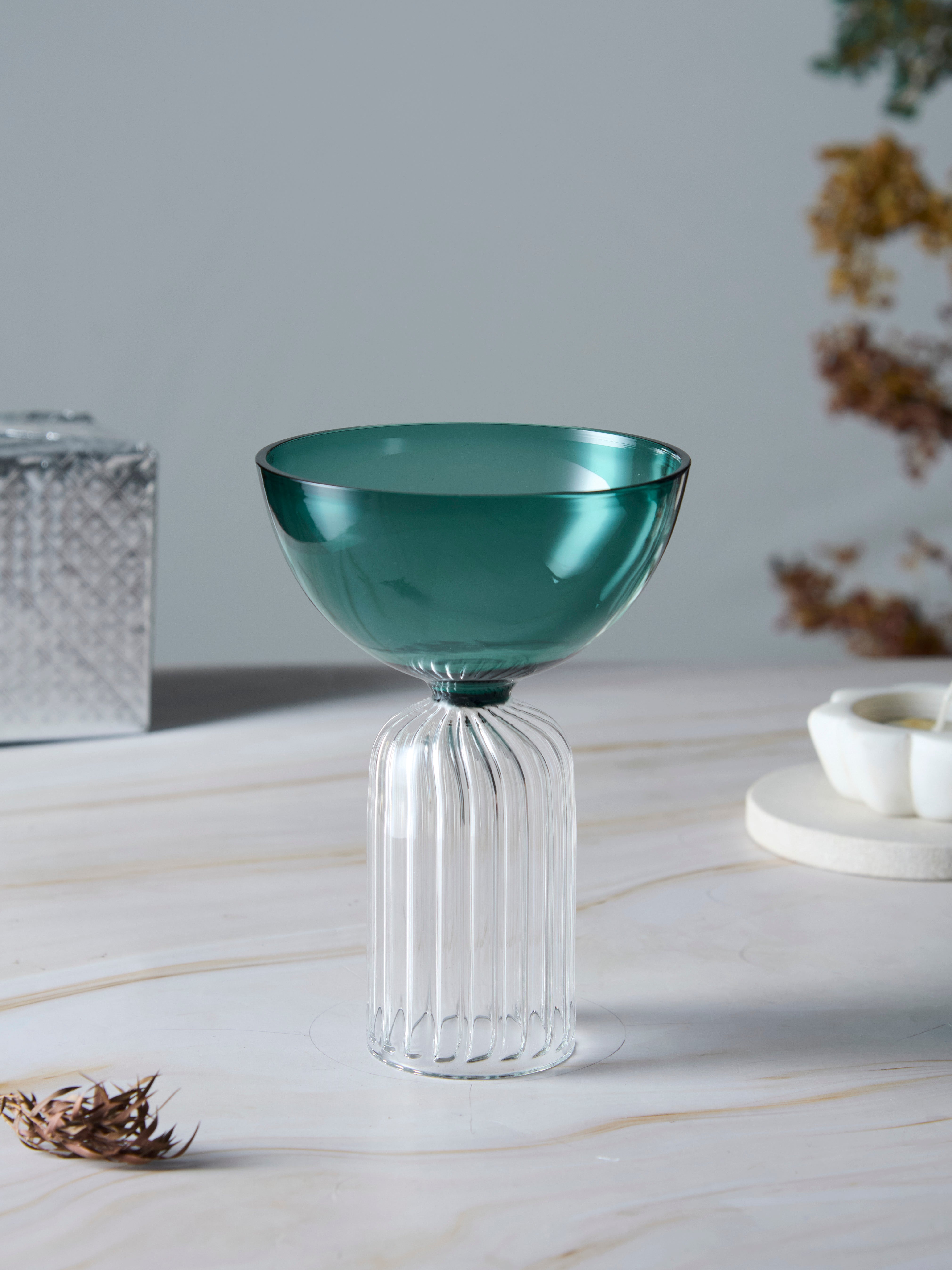 Coloured Centennial Fluted Stem Cup Glass | 200 ml | Set of 2, 4, 6