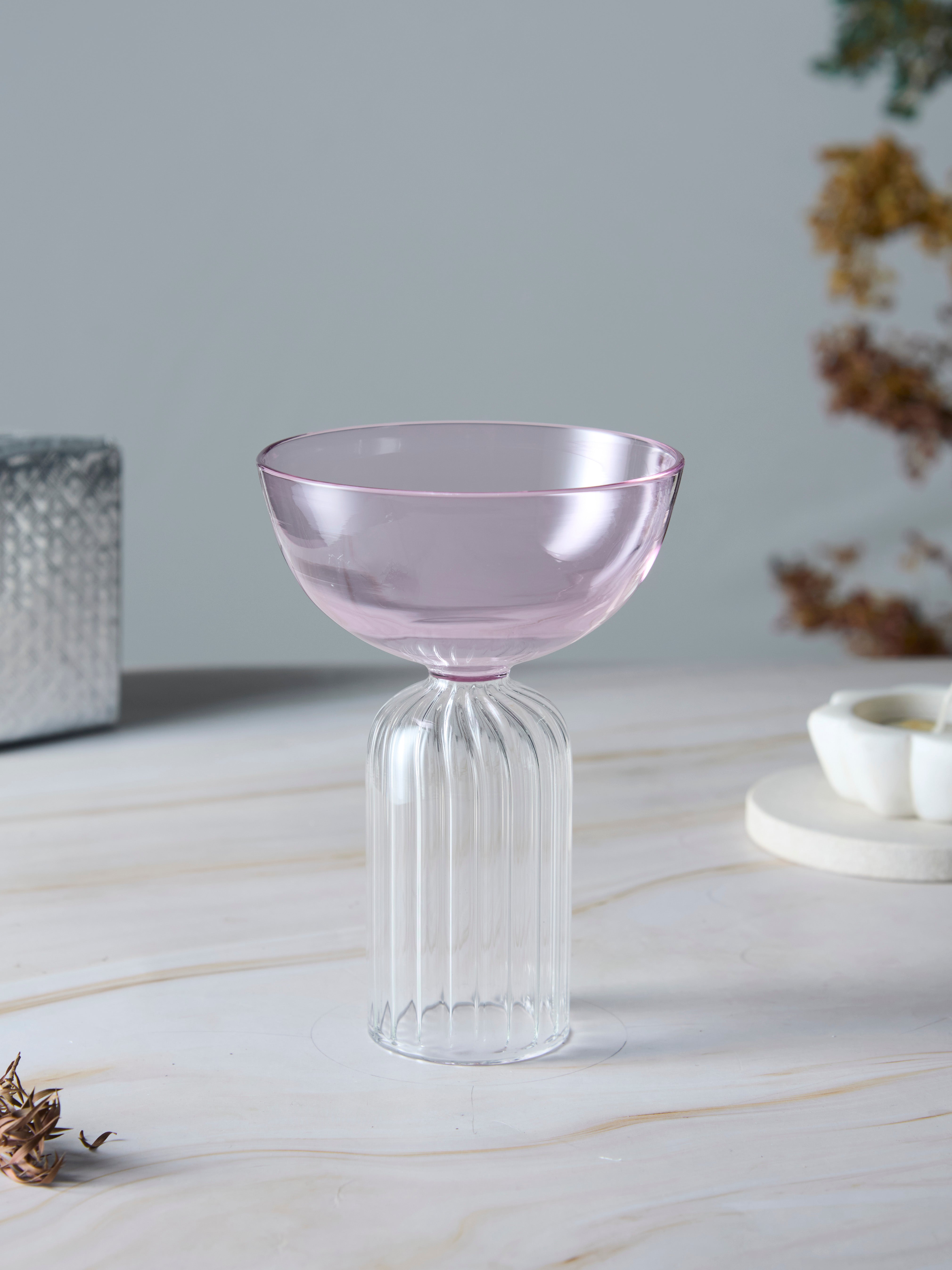 Coloured Centennial Fluted Stem Cup Glass | 200 ml | Set of 2, 4, 6