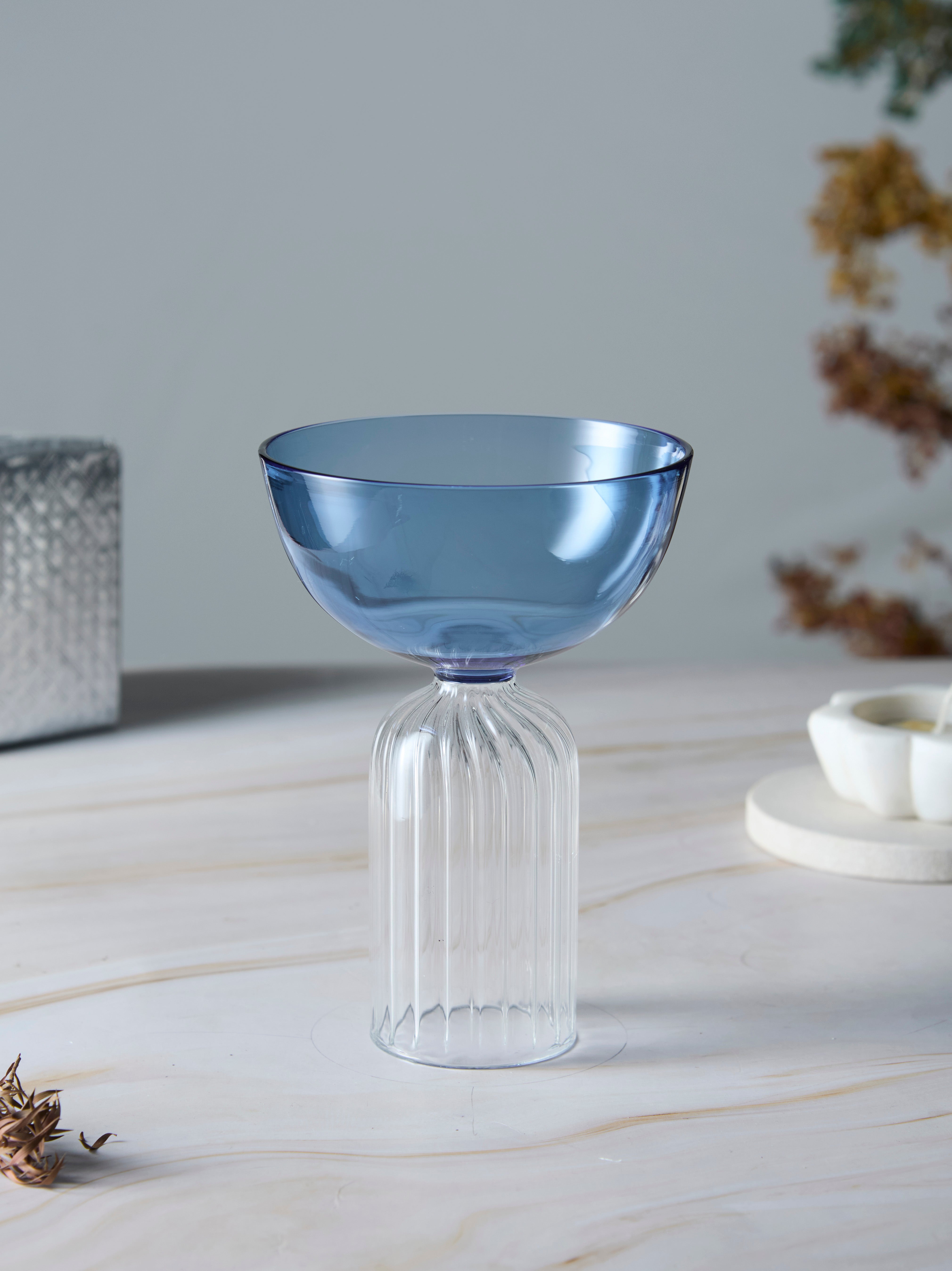 Coloured Centennial Fluted Stem Cup Glass | 200 ml | Set of 2, 4, 6