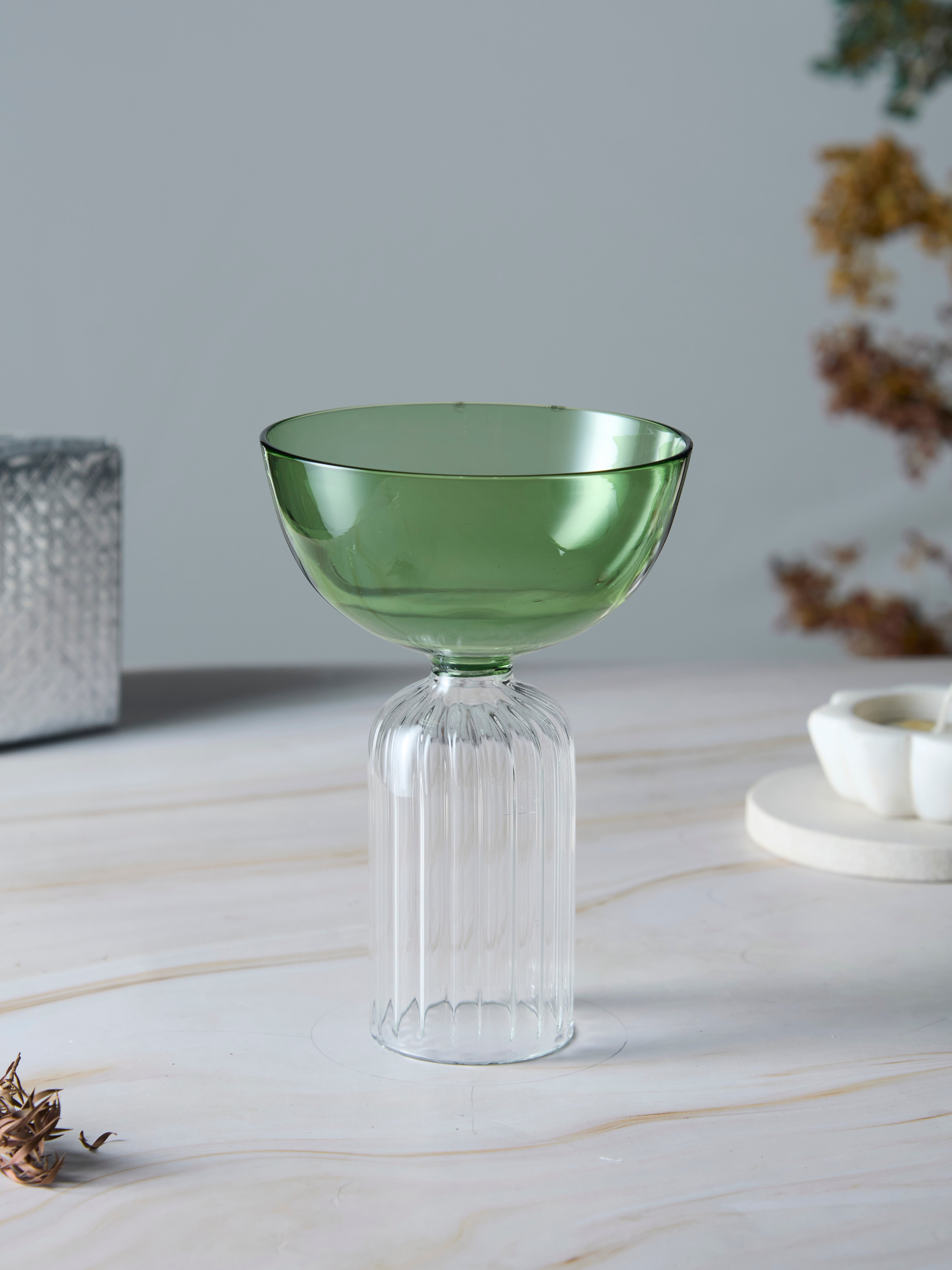 Coloured Centennial Fluted Stem Cup Glass | 200 ml | Set of 2, 4, 6