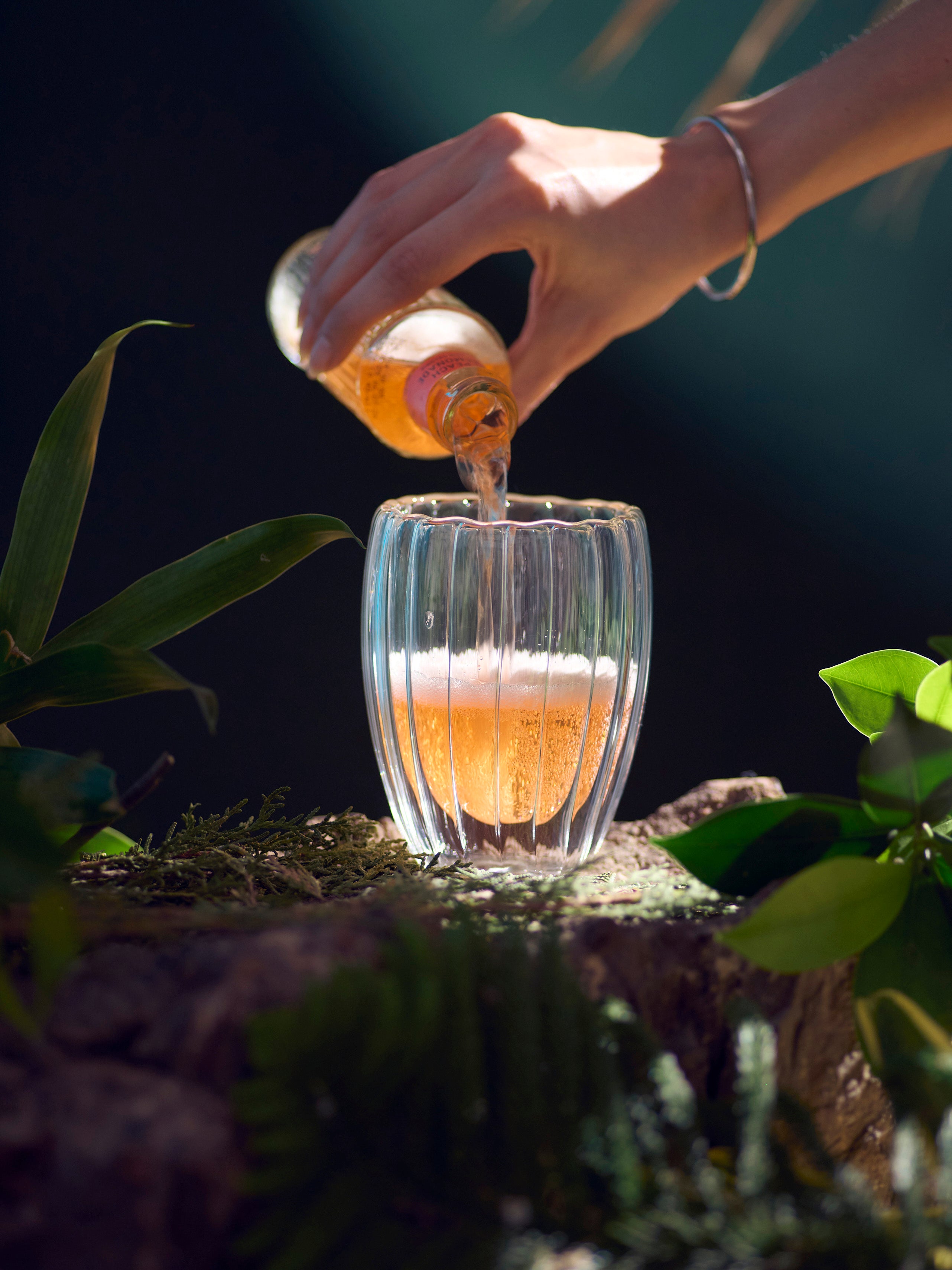 Fluted double wall glass cup insulated modern design premium drinkware for hot and cold beverages Fluted double wall glass cup insulated drinkware