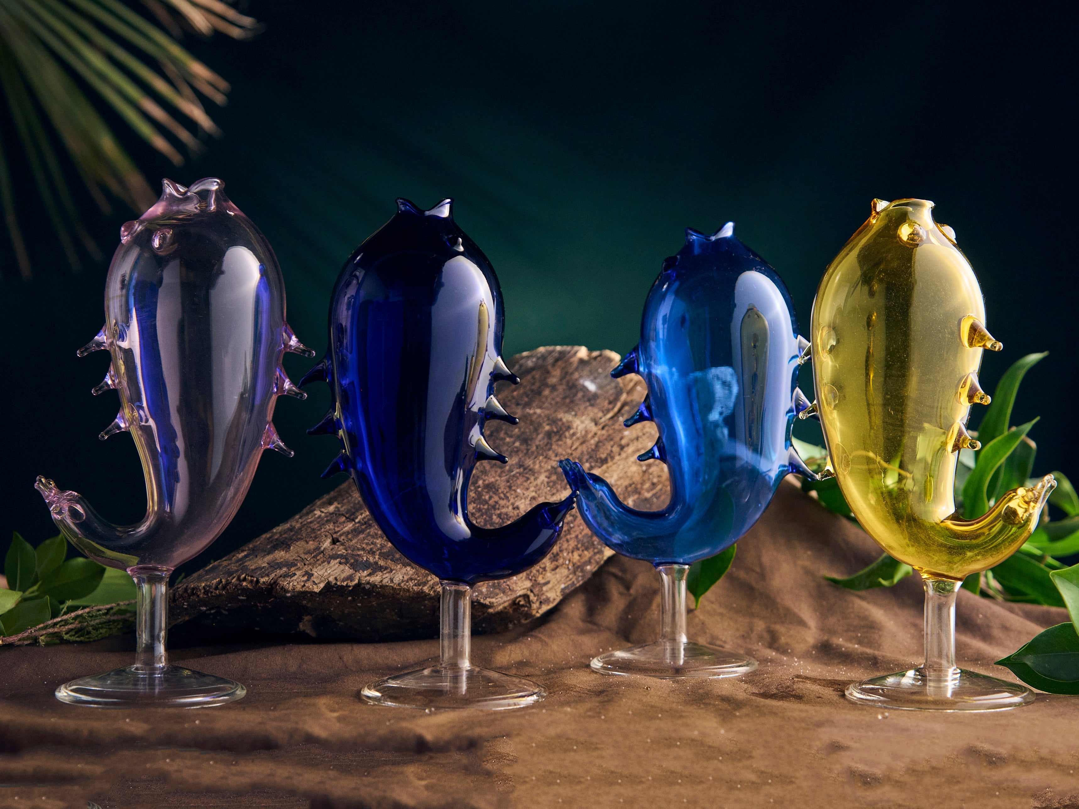 Colored Ocean Fishes Designer Glass | 350 ml | Set of 2, 4, 6