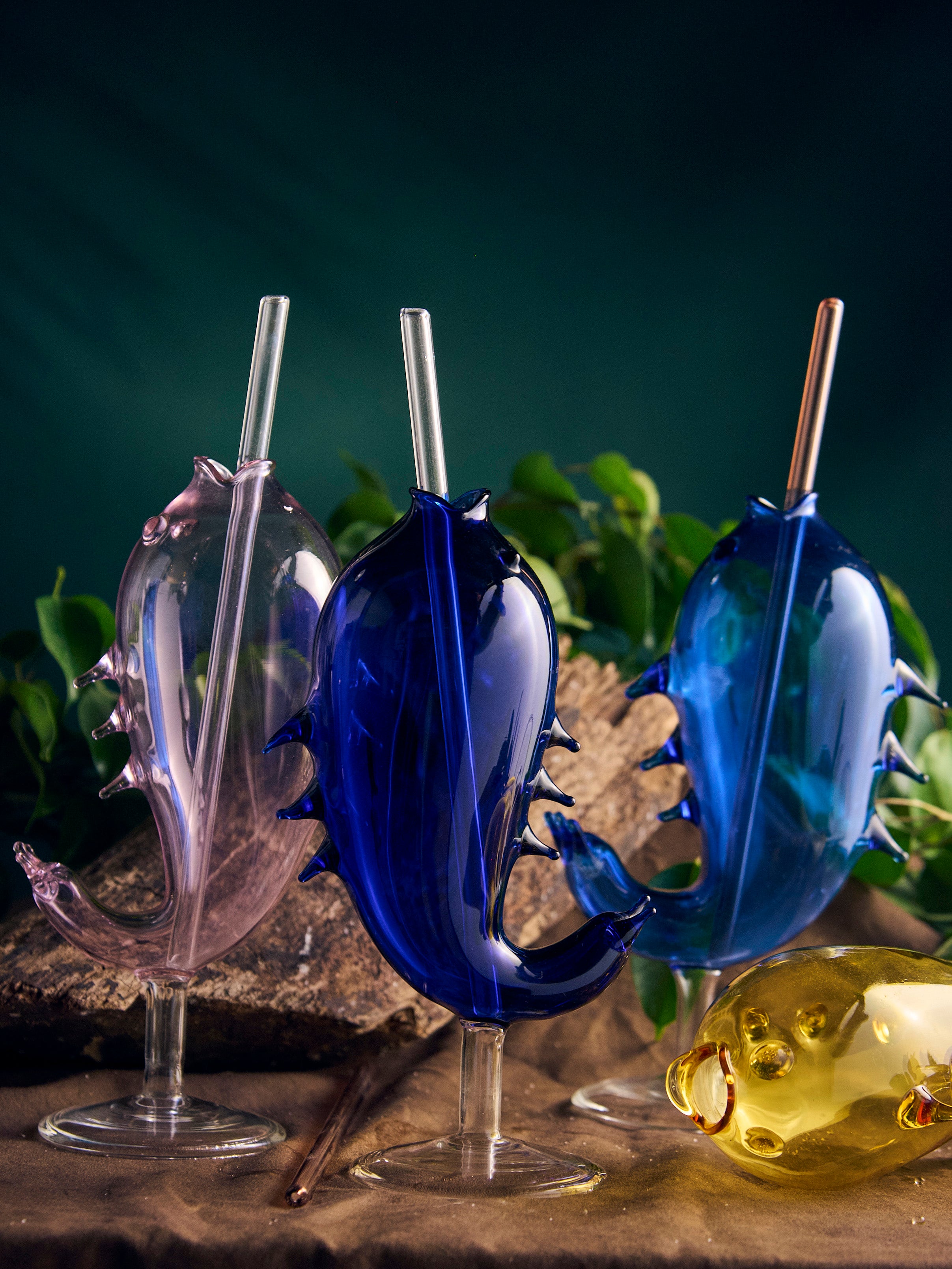 Colored Ocean Fishes Designer Glass | 350 ml | Set of 2, 4, 6